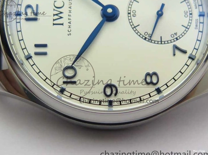 MIROTIME 0411 Packable Portuguese IW358304 ZF 1:1 Best Edition SS White Dial Blue Markers on Leather Strap A 7079